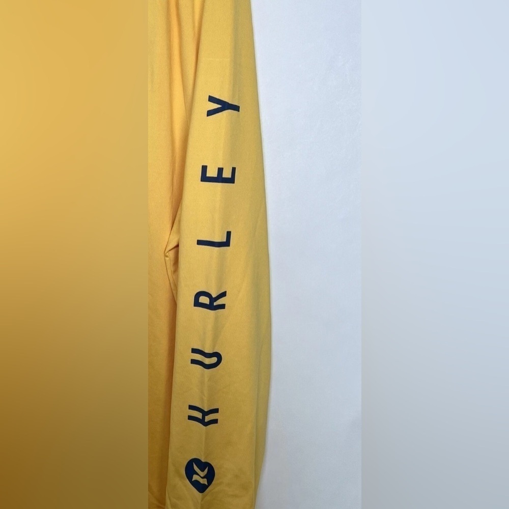 Hurley Tshirt Size Sm Color Yellow Long Sleeve Men UPF Athletic Top Logo Front - Picture 5 of 8